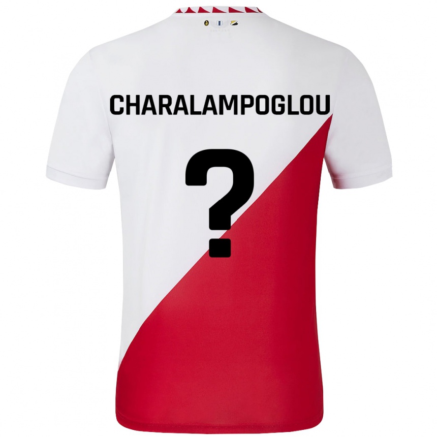 Niño Fútbol Camiseta Georgios Charalampoglou #0 Blanco Rojo 1ª Equipación 2024/25