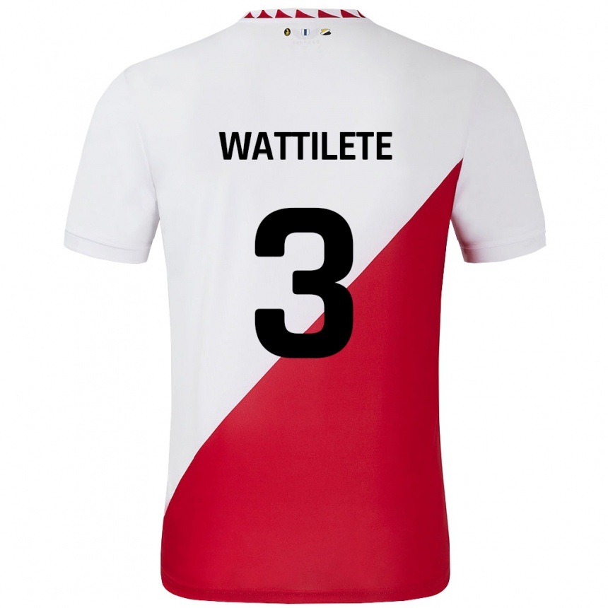 Niño Fútbol Camiseta Julia Wattilete #3 Blanco Rojo 1ª Equipación 2024/25