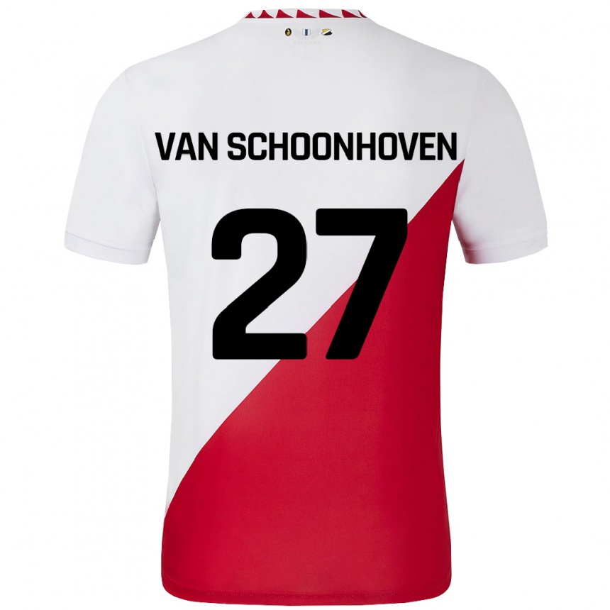 Niño Fútbol Camiseta Nurija Van Schoonhoven #27 Blanco Rojo 1ª Equipación 2024/25