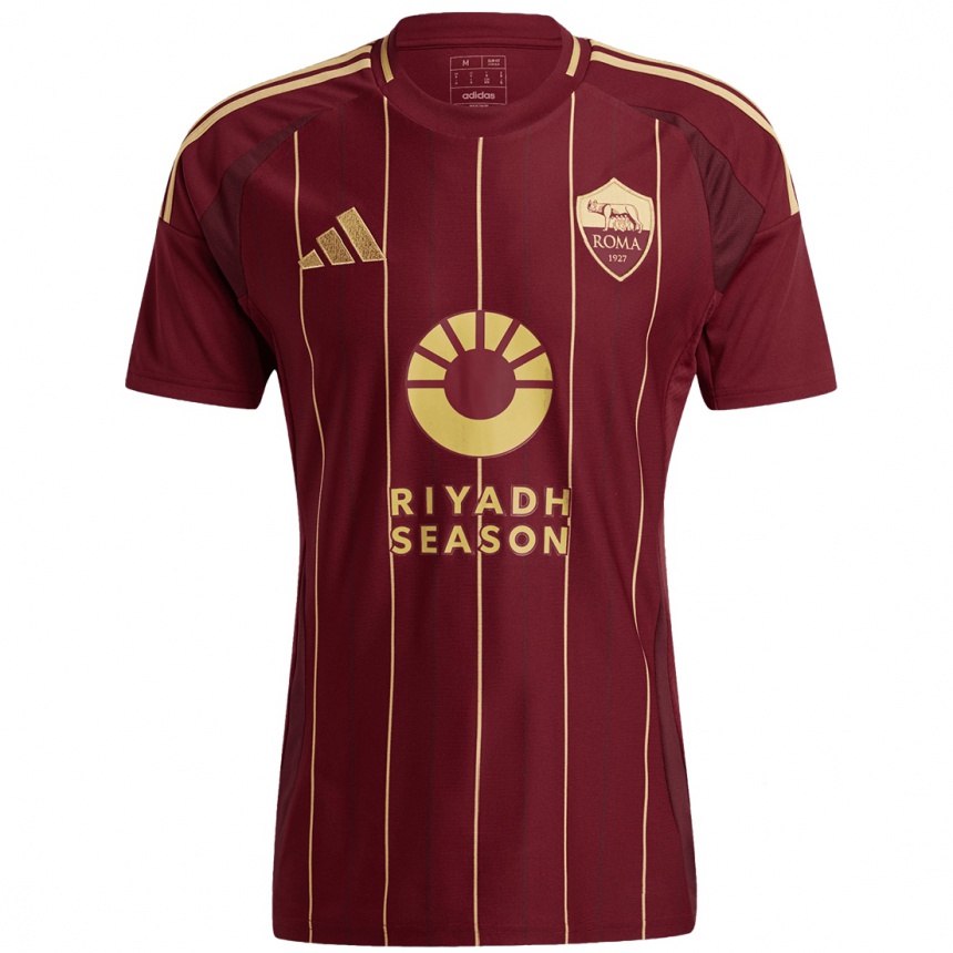 Niño Fútbol Camiseta Balagie Darboe #0 Rojo Marrón Dorado 1ª Equipación 2024/25