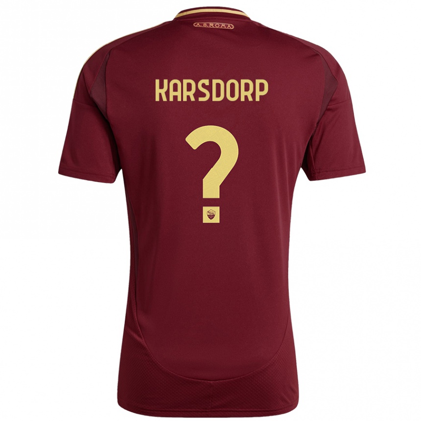 Niño Fútbol Camiseta Rick Karsdorp #0 Rojo Marrón Dorado 1ª Equipación 2024/25