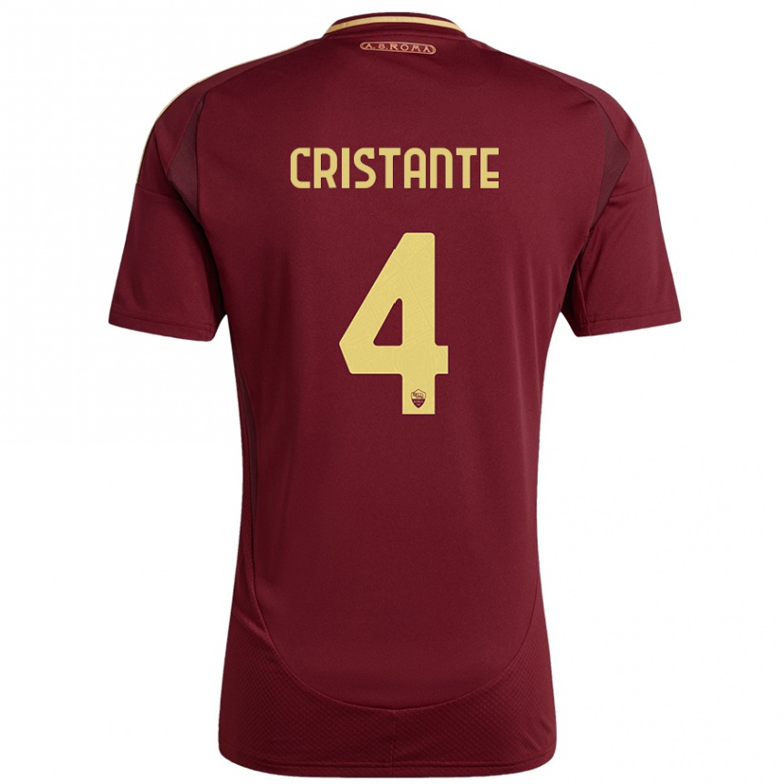 Niño Fútbol Camiseta Bryan Cristante #4 Rojo Marrón Dorado 1ª Equipación 2024/25