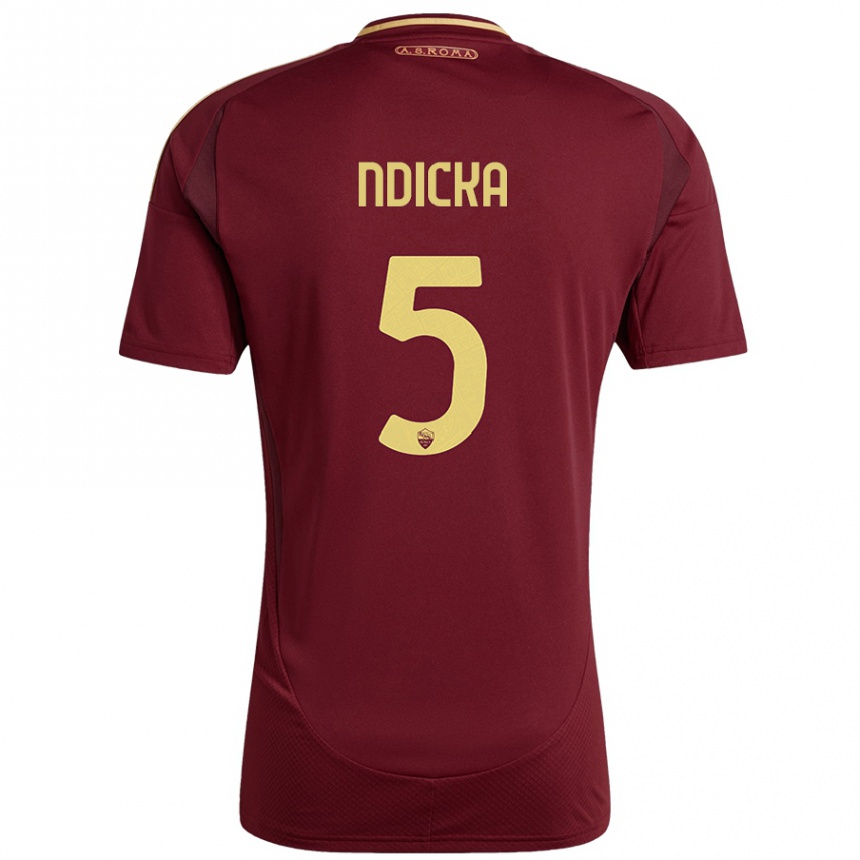 Niño Fútbol Camiseta Evan Ndicka #5 Rojo Marrón Dorado 1ª Equipación 2024/25