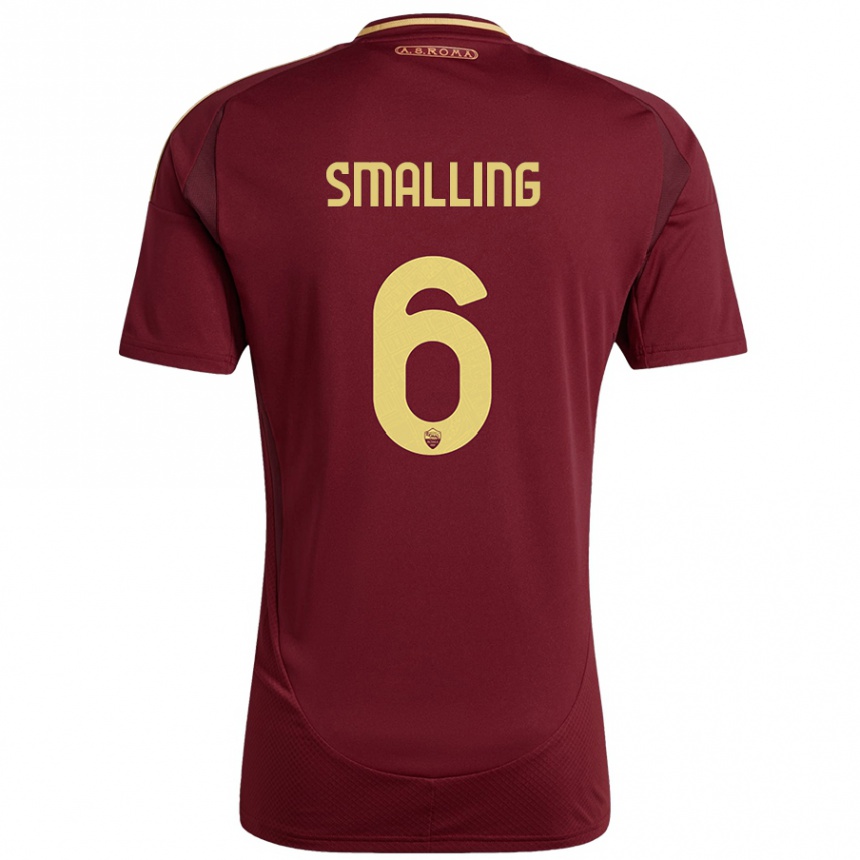 Niño Fútbol Camiseta Chris Smalling #6 Rojo Marrón Dorado 1ª Equipación 2024/25