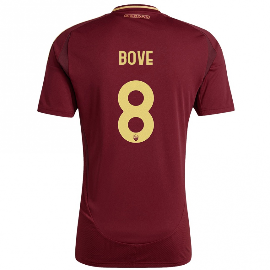 Niño Fútbol Camiseta Edoardo Bove #8 Rojo Marrón Dorado 1ª Equipación 2024/25