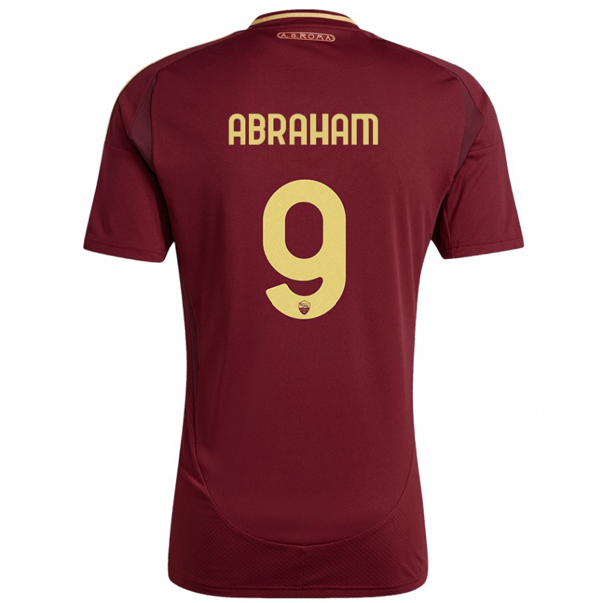 Niño Fútbol Camiseta Tammy Abraham #9 Rojo Marrón Dorado 1ª Equipación 2024/25