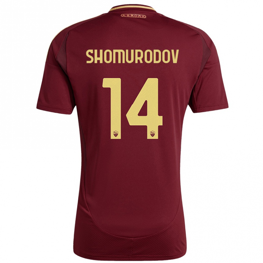 Niño Fútbol Camiseta Eldor Shomurodov #14 Rojo Marrón Dorado 1ª Equipación 2024/25