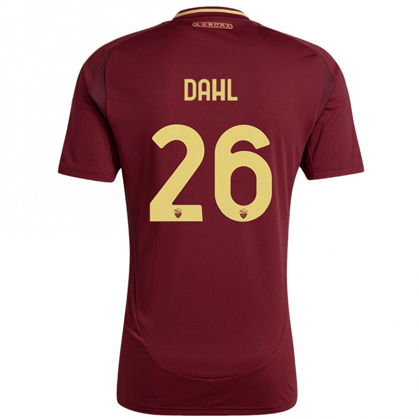 Niño Fútbol Camiseta Samuel Dahl #26 Rojo Marrón Dorado 1ª Equipación 2024/25