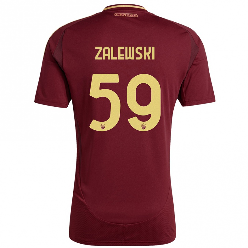 Niño Fútbol Camiseta Nicola Zalewski #59 Rojo Marrón Dorado 1ª Equipación 2024/25