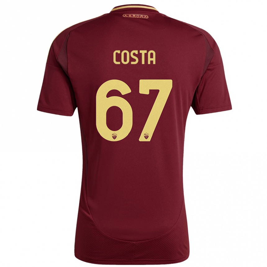 Niño Fútbol Camiseta João Costa #67 Rojo Marrón Dorado 1ª Equipación 2024/25