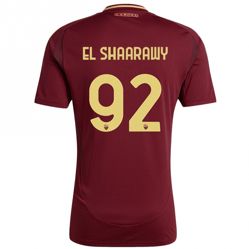 Niño Fútbol Camiseta Stephan El Shaarawy #92 Rojo Marrón Dorado 1ª Equipación 2024/25