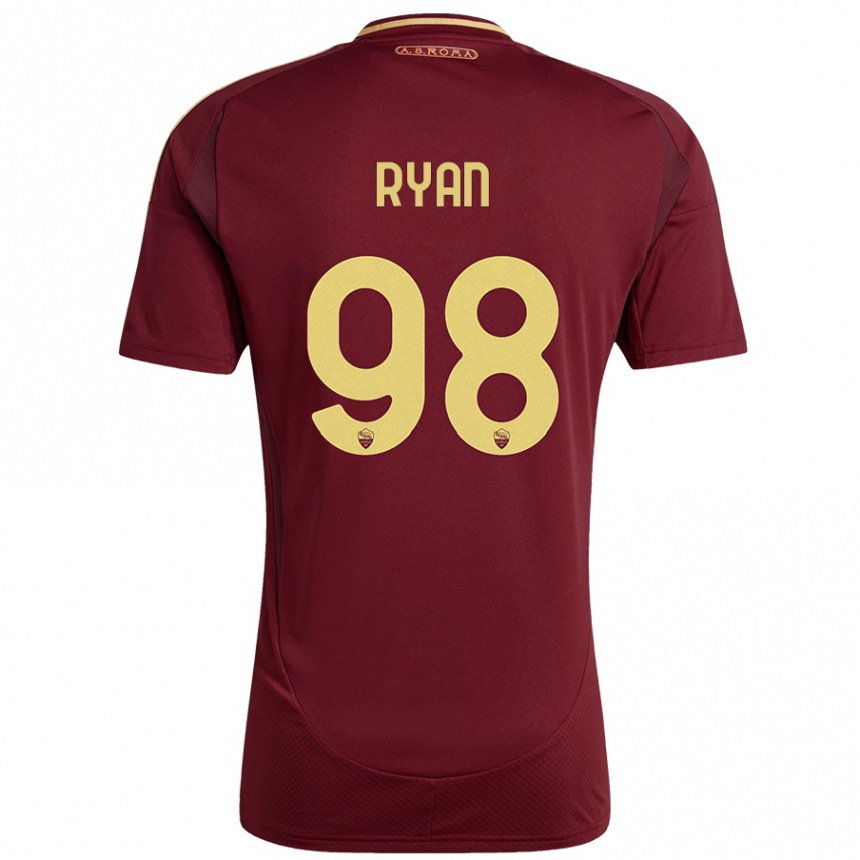 Niño Fútbol Camiseta Mathew Ryan #98 Rojo Marrón Dorado 1ª Equipación 2024/25