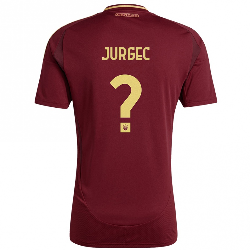 Niño Fútbol Camiseta Jan Jurgec #0 Rojo Marrón Dorado 1ª Equipación 2024/25