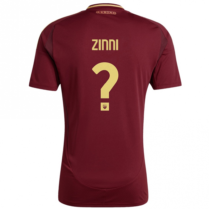 Niño Fútbol Camiseta Raul Zinni #0 Rojo Marrón Dorado 1ª Equipación 2024/25