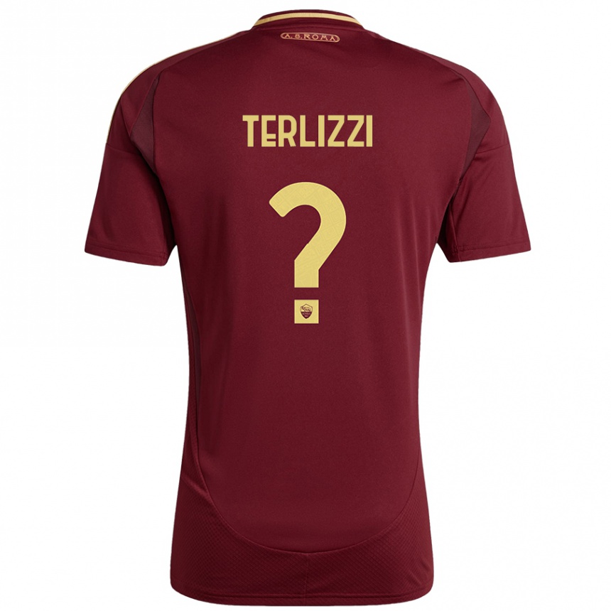 Niño Fútbol Camiseta Federico Terlizzi #0 Rojo Marrón Dorado 1ª Equipación 2024/25