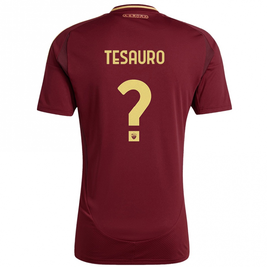 Niño Fútbol Camiseta Emanuele Tesauro #0 Rojo Marrón Dorado 1ª Equipación 2024/25