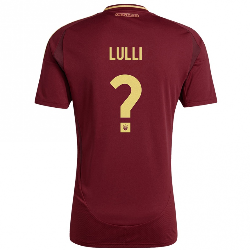 Niño Fútbol Camiseta Emanuele Lulli #0 Rojo Marrón Dorado 1ª Equipación 2024/25