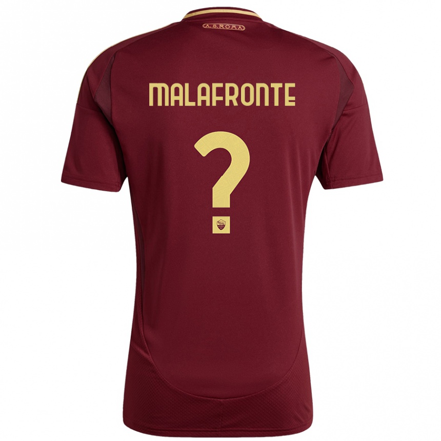 Niño Fútbol Camiseta Matteo Malafronte #0 Rojo Marrón Dorado 1ª Equipación 2024/25