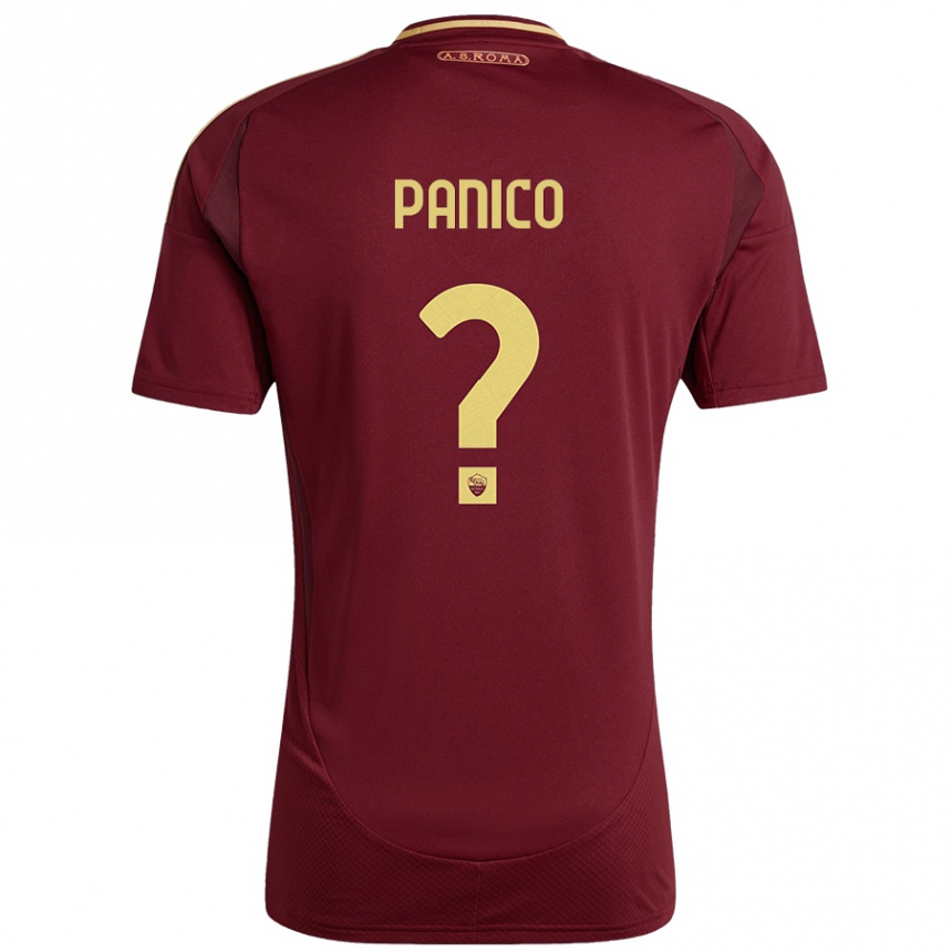 Niño Fútbol Camiseta Francesco Panico #0 Rojo Marrón Dorado 1ª Equipación 2024/25