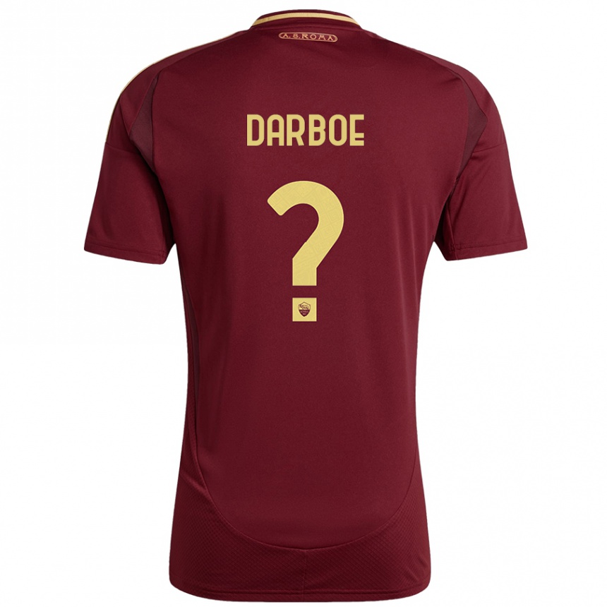 Niño Fútbol Camiseta Balagie Darboe #0 Rojo Marrón Dorado 1ª Equipación 2024/25