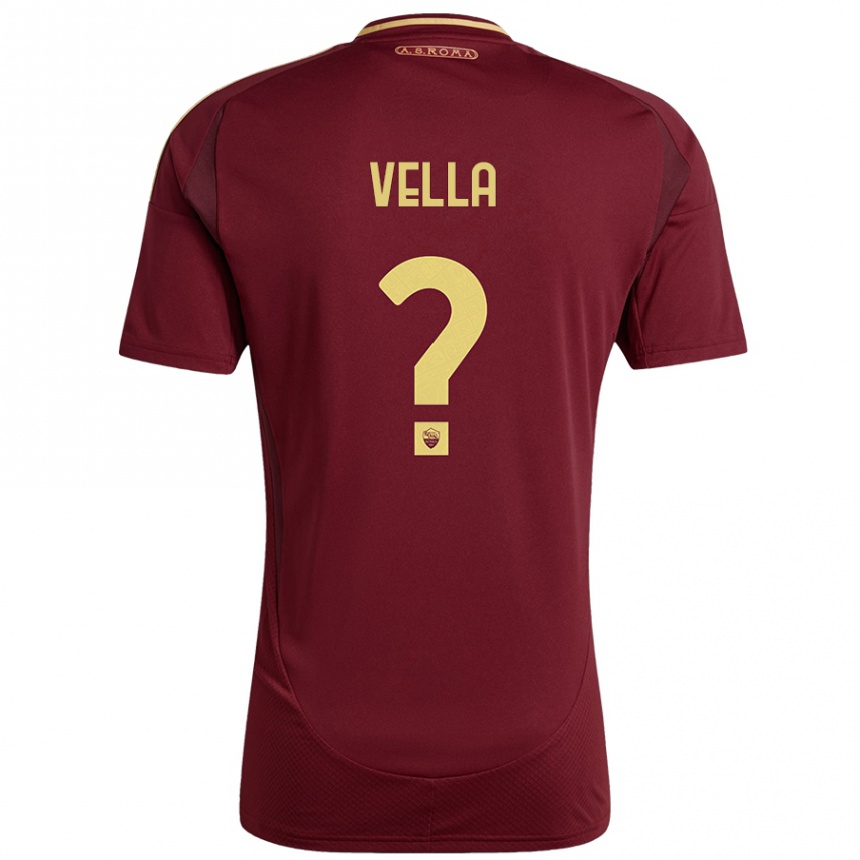 Niño Fútbol Camiseta Tancredi Vella #0 Rojo Marrón Dorado 1ª Equipación 2024/25