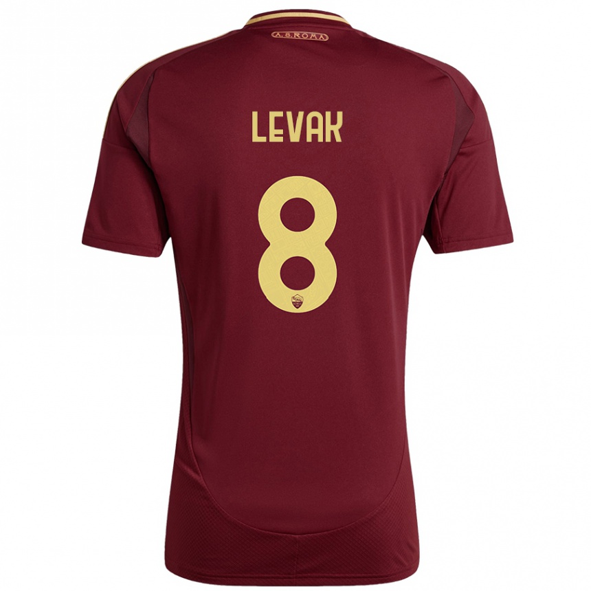 Niño Fútbol Camiseta Sergej Levak #8 Rojo Marrón Dorado 1ª Equipación 2024/25