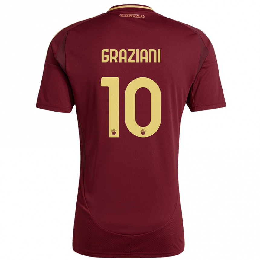 Niño Fútbol Camiseta Leonardo Graziani #10 Rojo Marrón Dorado 1ª Equipación 2024/25