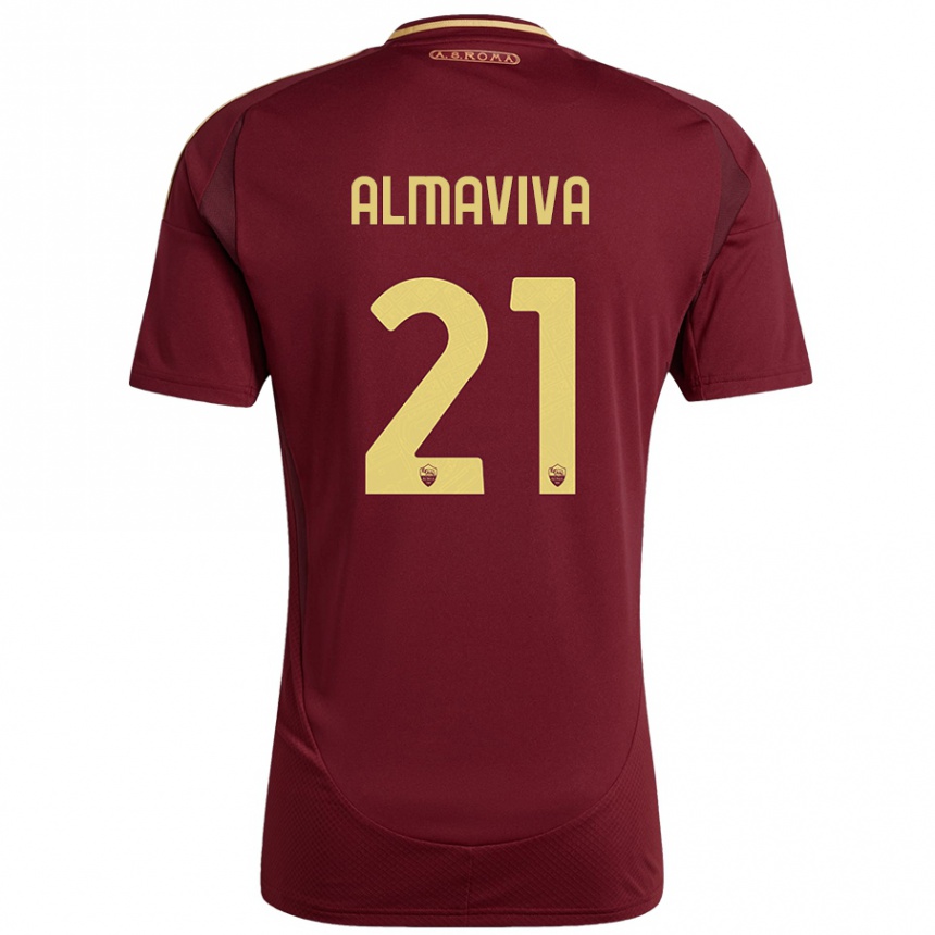 Niño Fútbol Camiseta Mattia Almaviva #21 Rojo Marrón Dorado 1ª Equipación 2024/25