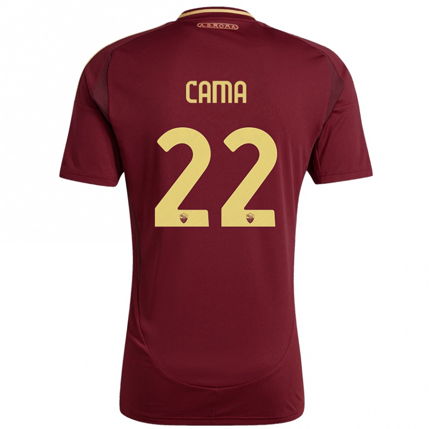 Niño Fútbol Camiseta Cristian Cama #22 Rojo Marrón Dorado 1ª Equipación 2024/25