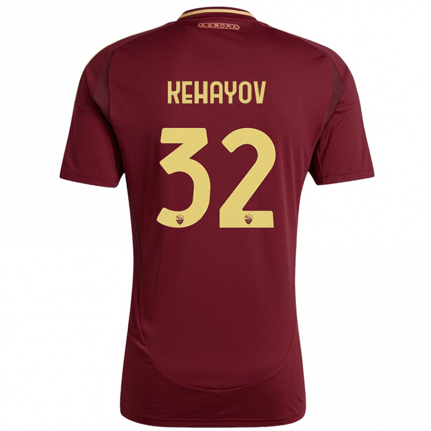 Niño Fútbol Camiseta Atanas Kehayov #32 Rojo Marrón Dorado 1ª Equipación 2024/25