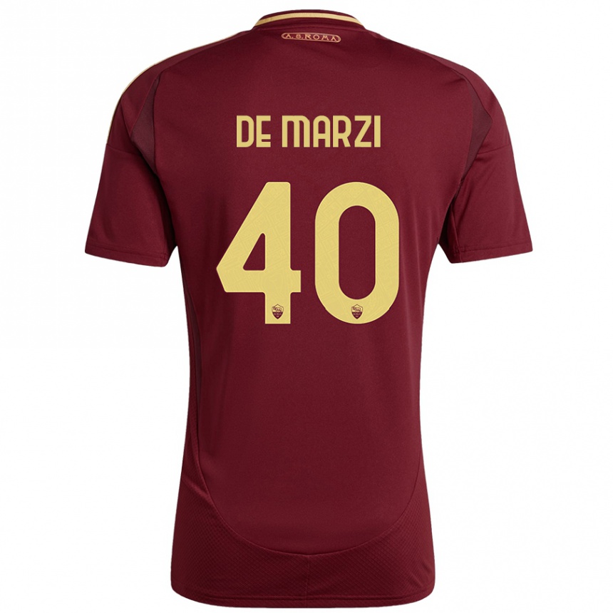 Niño Fútbol Camiseta Giorgio De Marzi #40 Rojo Marrón Dorado 1ª Equipación 2024/25