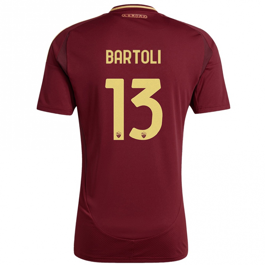 Niño Fútbol Camiseta Elisa Bartoli #13 Rojo Marrón Dorado 1ª Equipación 2024/25