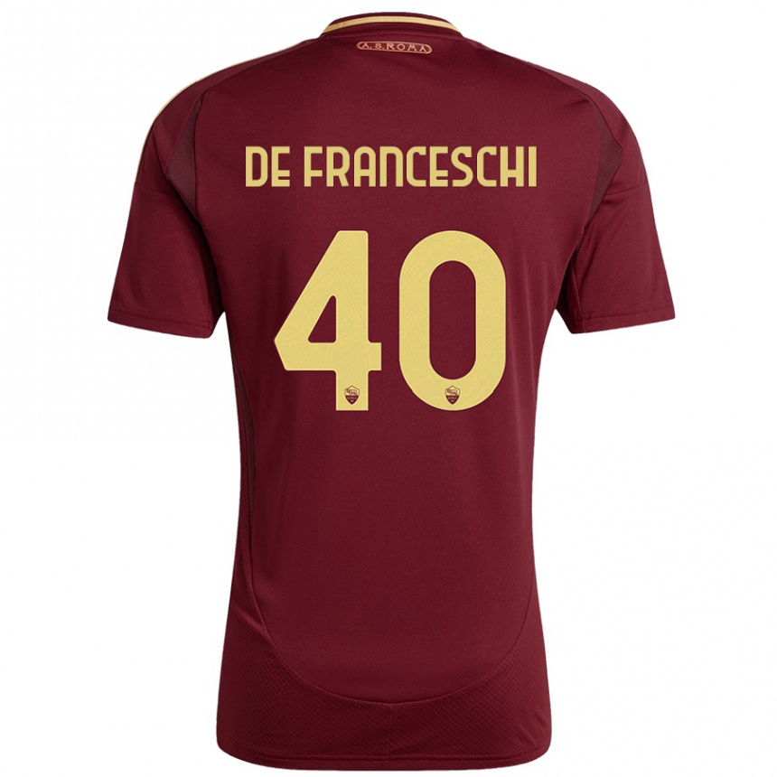 Niño Fútbol Camiseta Leonardo De Franceschi #40 Rojo Marrón Dorado 1ª Equipación 2024/25