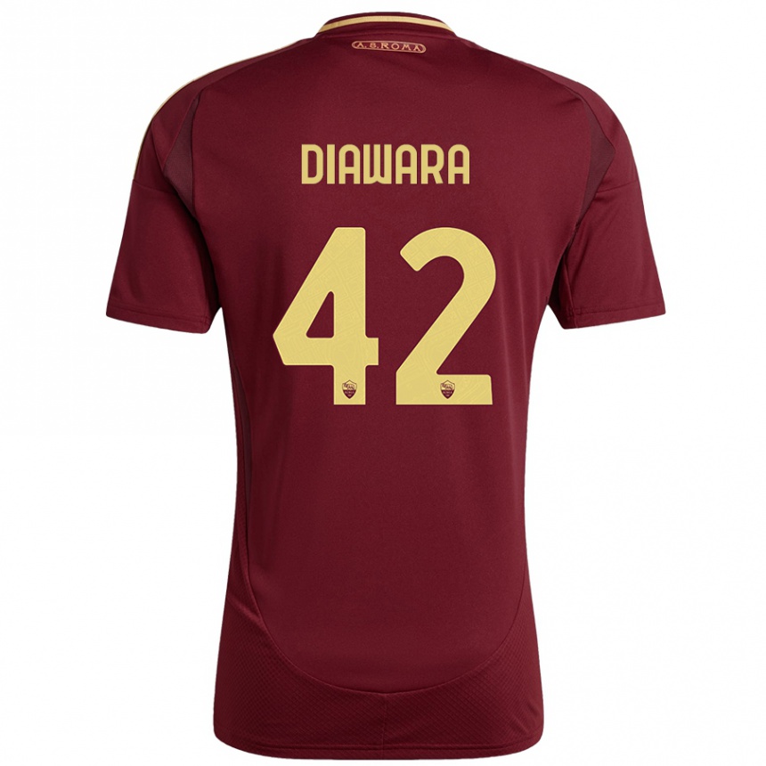 Niño Fútbol Camiseta Amadou Diawara #42 Rojo Marrón Dorado 1ª Equipación 2024/25