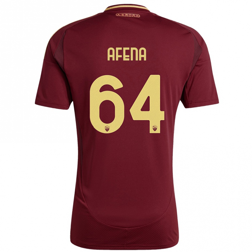 Niño Fútbol Camiseta Felix Afena-Gyan #64 Rojo Marrón Dorado 1ª Equipación 2024/25