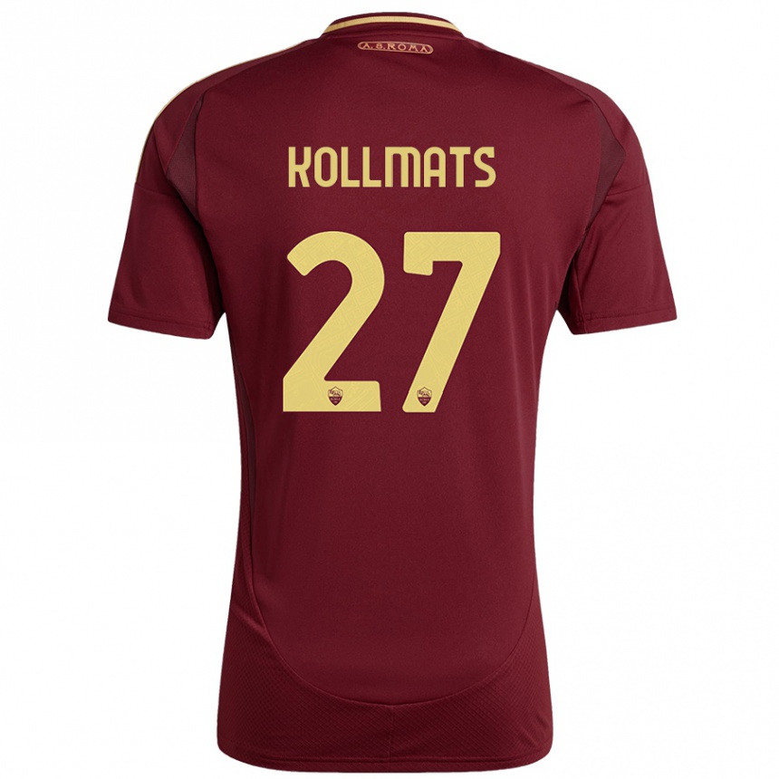 Niño Fútbol Camiseta Beata Kollmats #27 Rojo Marrón Dorado 1ª Equipación 2024/25