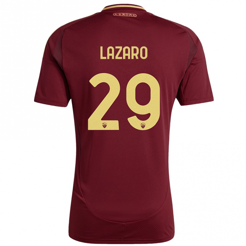 Niño Fútbol Camiseta Paloma Lazaro #29 Rojo Marrón Dorado 1ª Equipación 2024/25