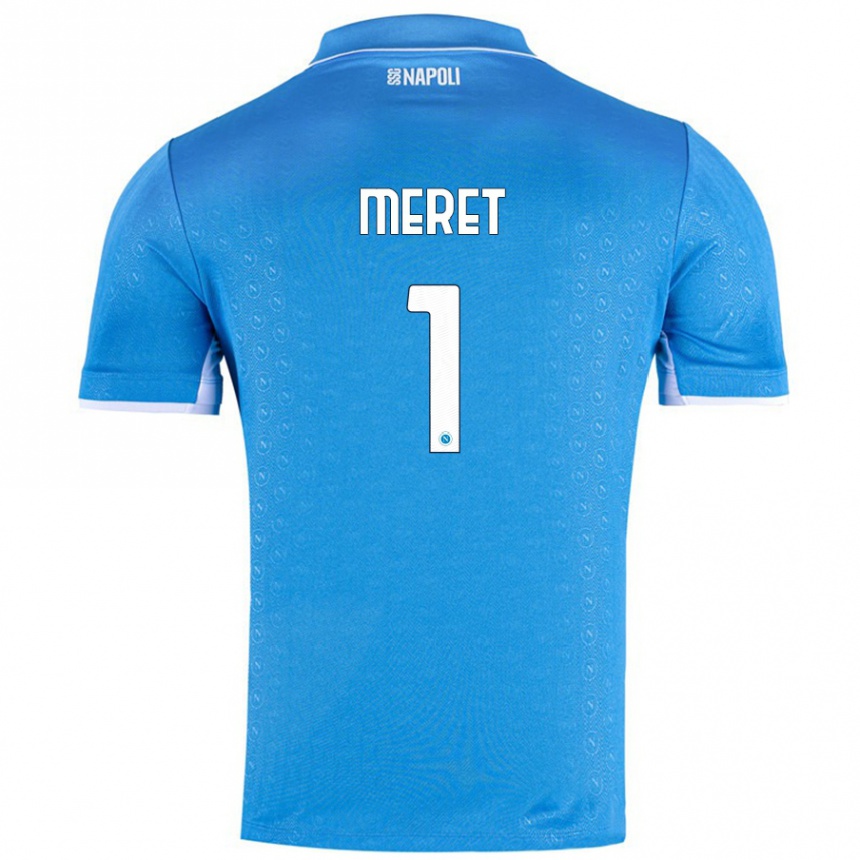 Niño Fútbol Camiseta Alex Meret #1 Azul Cielo 1ª Equipación 2024/25