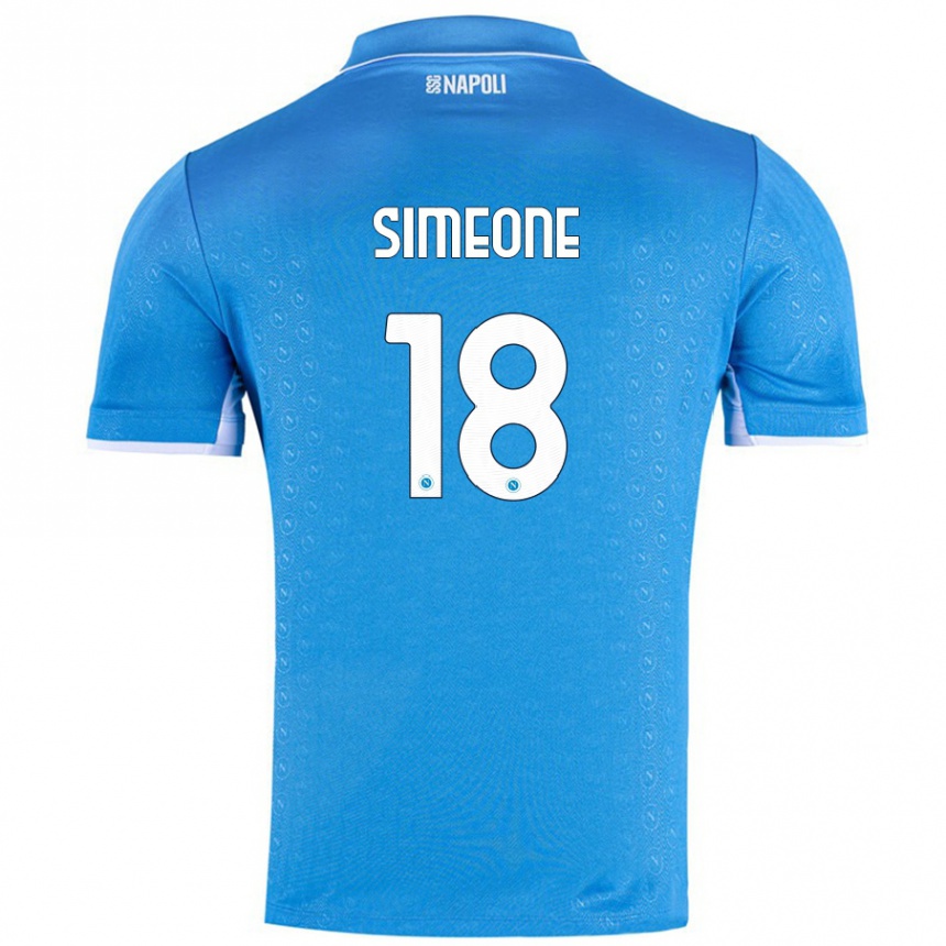 Niño Fútbol Camiseta Giovanni Simeone #18 Azul Cielo 1ª Equipación 2024/25