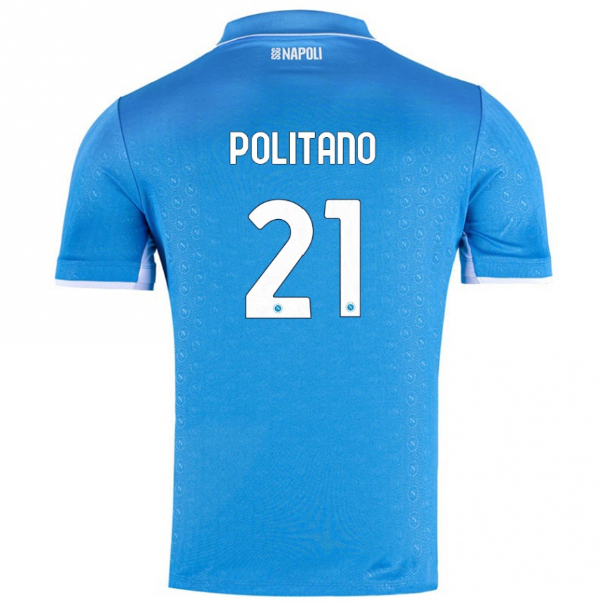 Niño Fútbol Camiseta Matteo Politano #21 Azul Cielo 1ª Equipación 2024/25