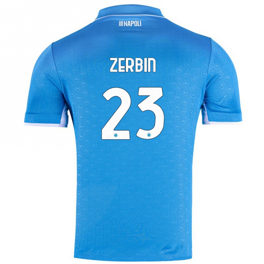 Niño Fútbol Camiseta Alessio Zerbin #23 Azul Cielo 1ª Equipación 2024/25