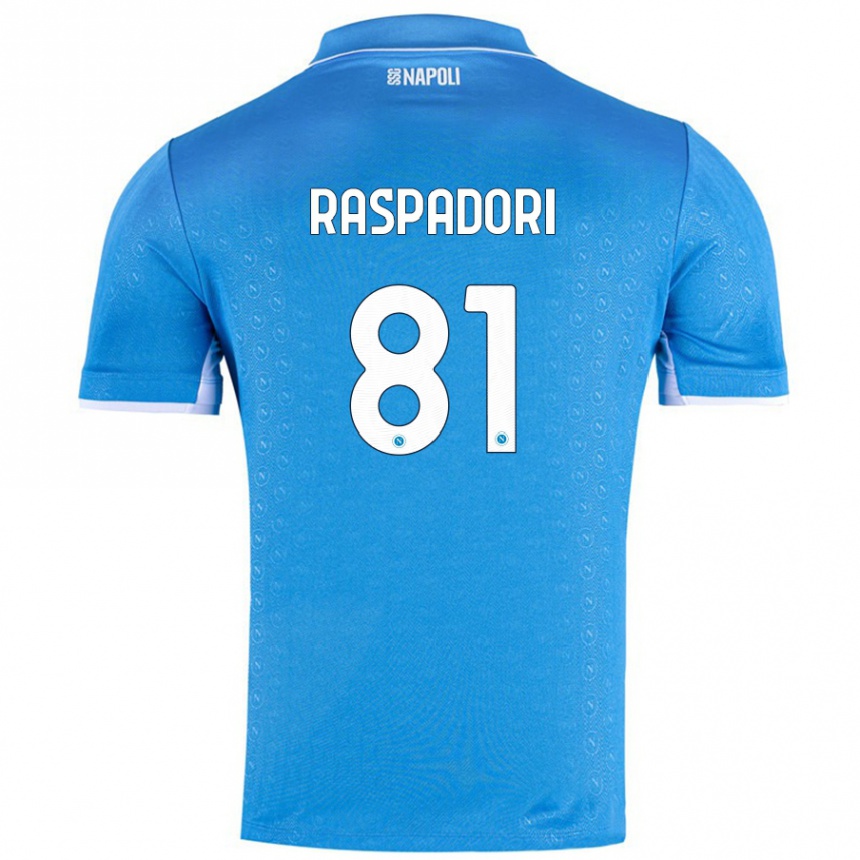 Niño Fútbol Camiseta Giacomo Raspadori #81 Azul Cielo 1ª Equipación 2024/25