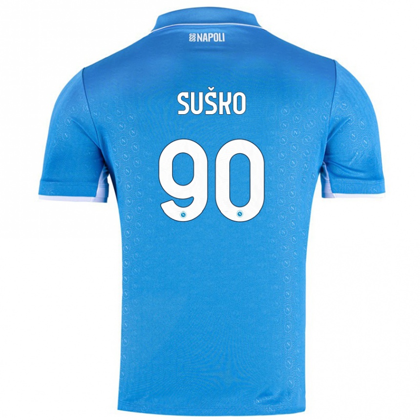 Niño Fútbol Camiseta Daniel Suško #90 Azul Cielo 1ª Equipación 2024/25