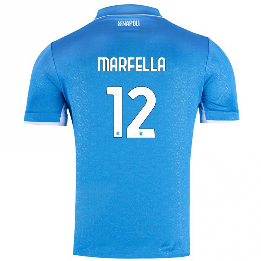 Niño Fútbol Camiseta Davide Marfella #12 Azul Cielo 1ª Equipación 2024/25