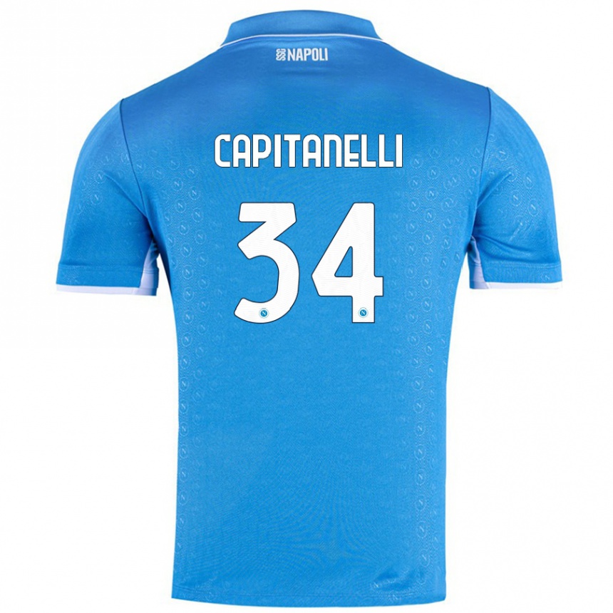 Niño Fútbol Camiseta Ilaria Capitanelli #34 Azul Cielo 1ª Equipación 2024/25