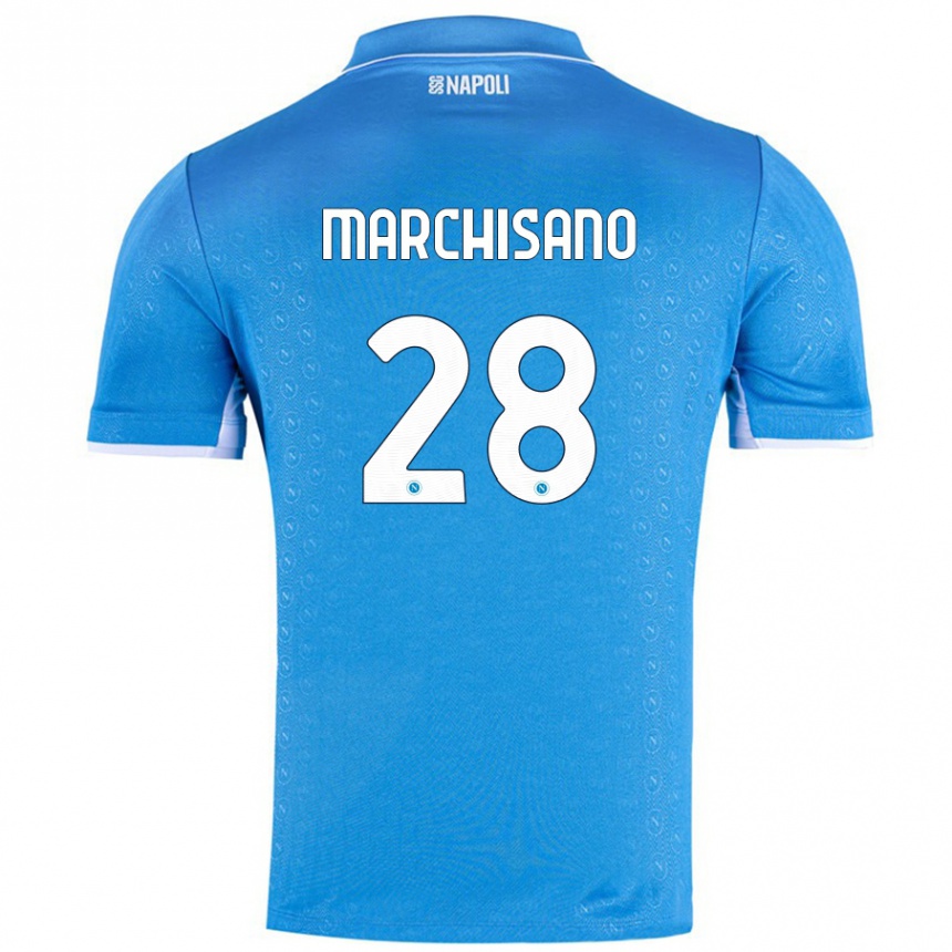 Niño Fútbol Camiseta Matteo Marchisano #28 Azul Cielo 1ª Equipación 2024/25