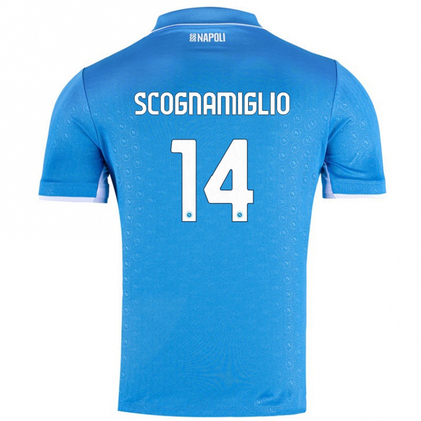 Niño Fútbol Camiseta Fabio Scognamiglio #14 Azul Cielo 1ª Equipación 2024/25