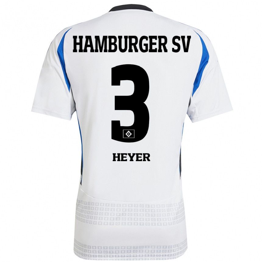 Niño Fútbol Camiseta Moritz Heyer #3 Blanco Azul 1ª Equipación 2024/25