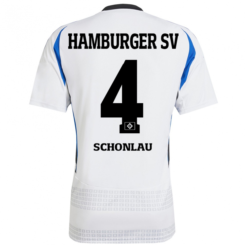 Niño Fútbol Camiseta Sebastian Schonlau #4 Blanco Azul 1ª Equipación 2024/25