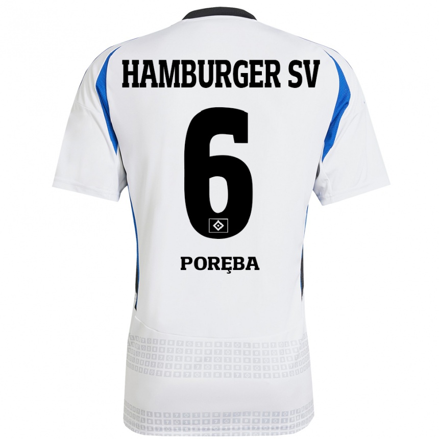 Niño Fútbol Camiseta Lukasz Poreba #6 Blanco Azul 1ª Equipación 2024/25